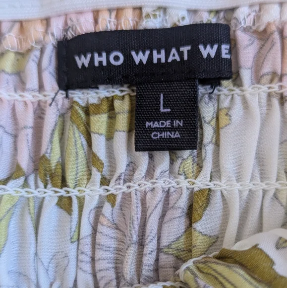 Who What Wear retro floral smocked cropped top Large Cotton - Picture 3 of 5